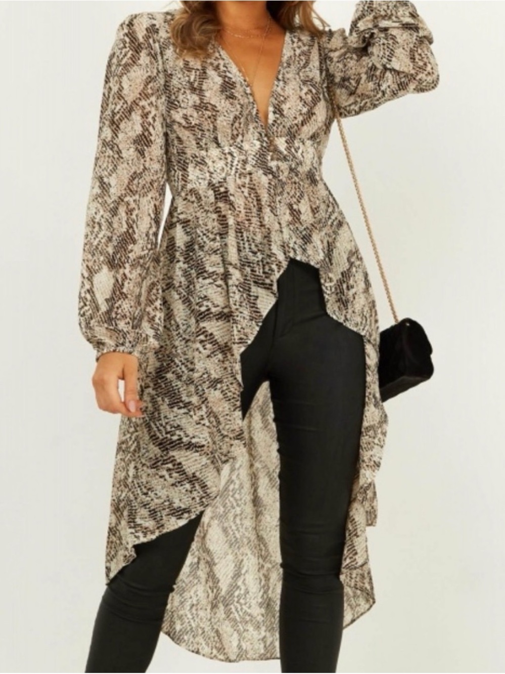 NWT Showpo Easy To Forget Snake Print High Low Top Dress XS
